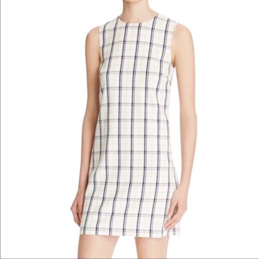 Theory Wool Blend Check Shift Dress